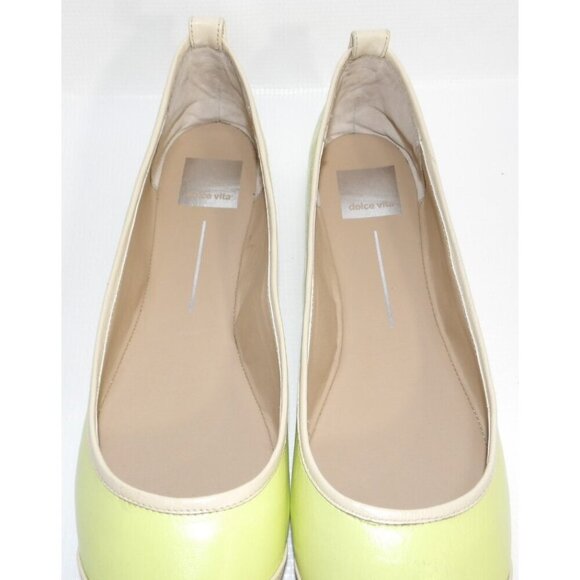 DOLCE VITA green-ish yellow & beige leather flats lightweight shoes women's 10 - Picture 3 of 9